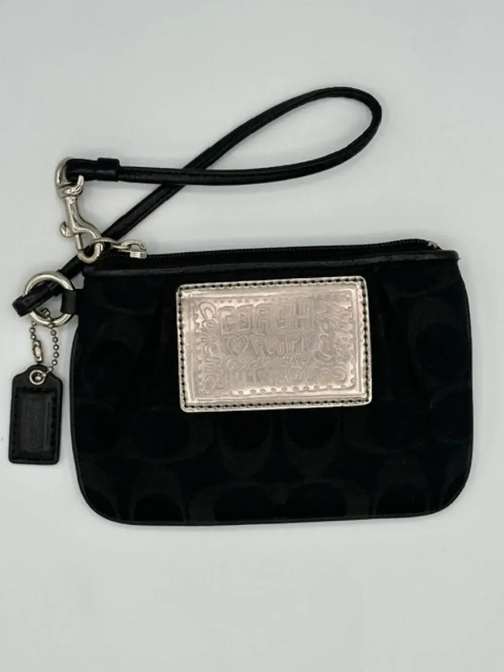 Coach Poppy Black Silver Y2K Vintage Wristlet VGUC